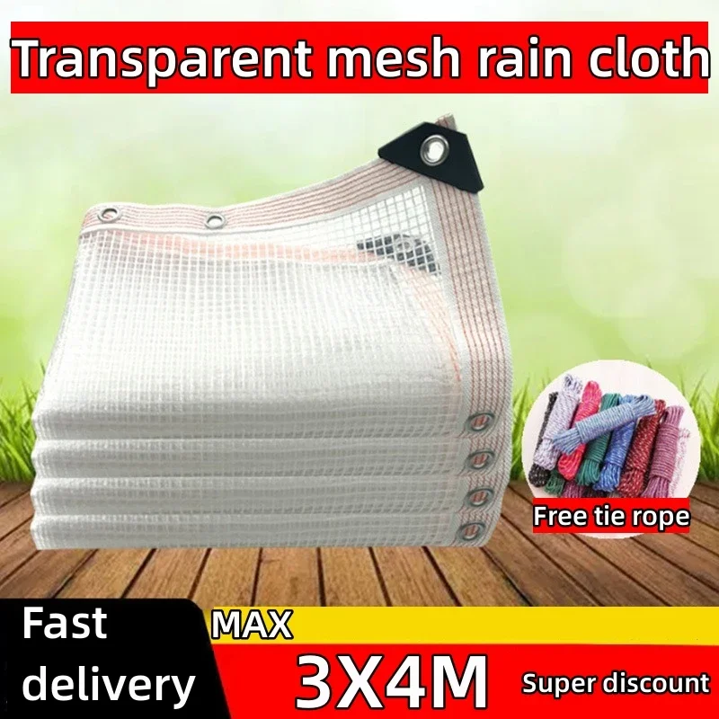 

Transparent Rainproof Shading Tarpaulin Thicken Waterproof Tarpaulin Cover 0.4mm PE Transparent Rainproof Cloth for Plants