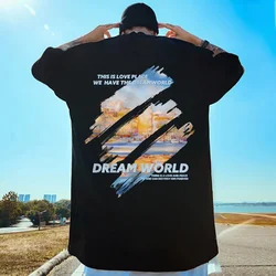 2023 Dream World Graphic Printed T Shirt Men Summer Streetwear Short Sleeve Retro T-Shirt Casual Cotton Oversize Y2K Tee Tops