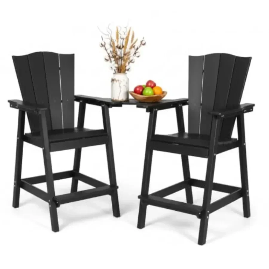 Patio, deck, balcony, backyard, garden application; HDPE material; black color; high-back design with double connecting trays a