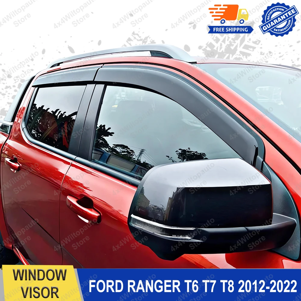

Window Deflector Sun Rain Guards For Ford Ranger T6 T7 T8 2012-2022 Wildtrak XL XLT XLS Window Visor Car Exterior Accessories