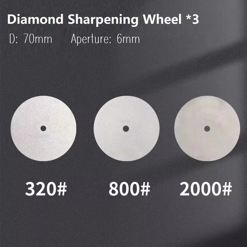 Diamond Sharpening Wheels Set, #320 #800 #2000 Grinding Discs for Knife Sharpeners 70mm Diameter, 6mm Aperture