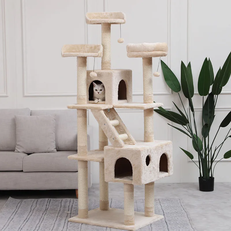 Cat Climbing Frame Nest Tree Integrated Scratching Frame Sisal Cat Scratching Board Large Scratching Column