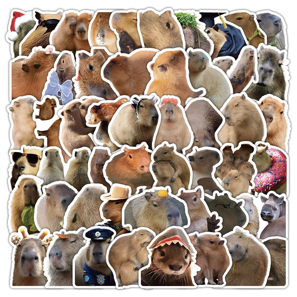 

10/30/60pcs Cute Cartoon Capybara Graffiti Stickers Funny Animal Decals Kid Toy DIY Stationery Luggage Fridge Vinyl Sticker Pack