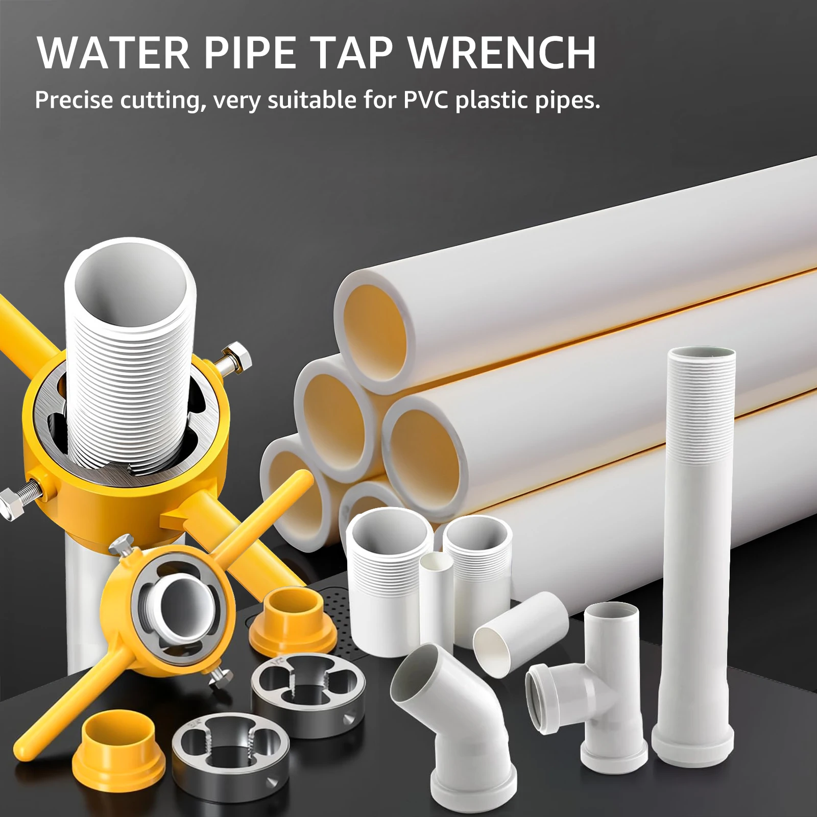 12 Pcs PVC Thread Maker Tool Kit Pipe Threader Plumbing Manual Hand Tool with 1/2 NPT 3/4 Inch 1 Inch Die for PVC Plastic Pipes