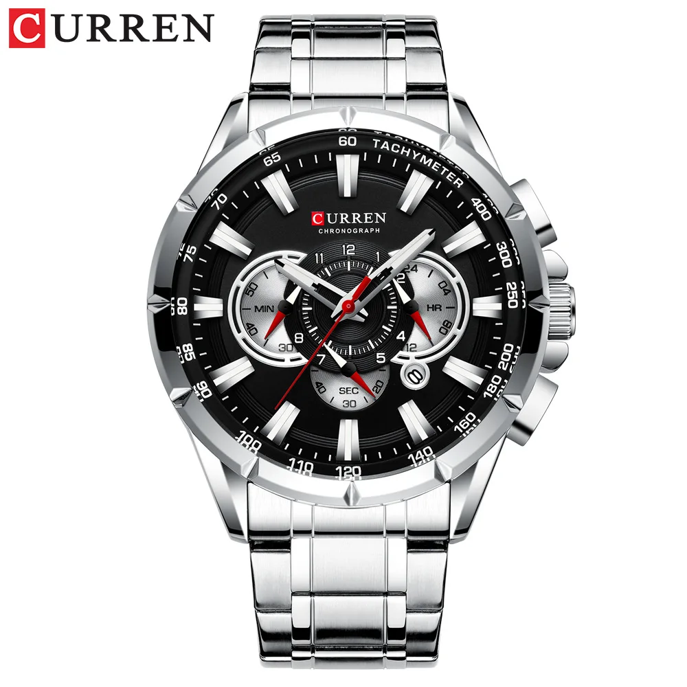 Reloj de Cuarzo CURREN 8363 para Hombre, Estilo Ejecutivo, Seis Agujas, Multifuncional, Calendario, Relojes de Acero Inoxidable de Moda para Hombre, Reloj Hombre