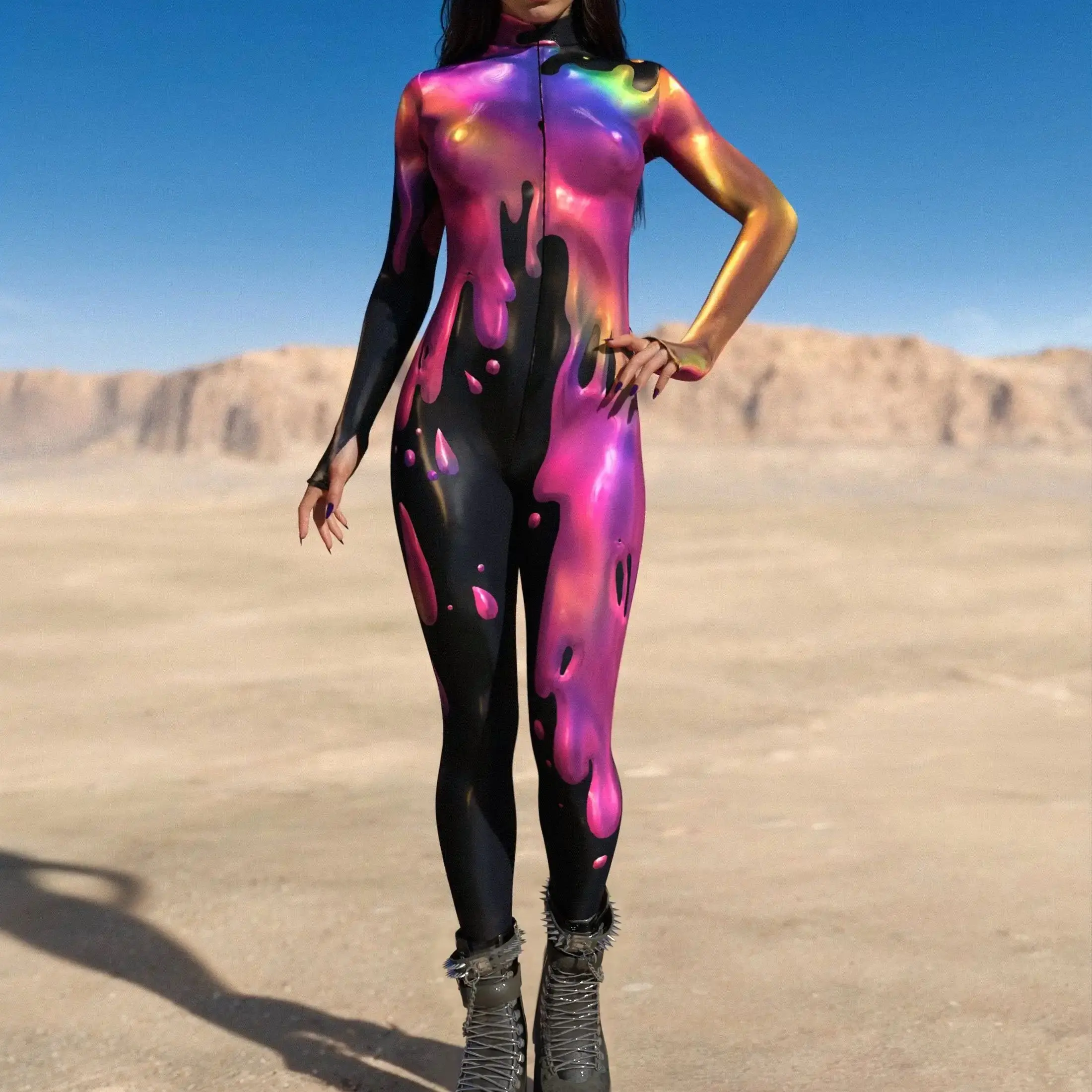 Costumi Cosplay di Halloween per le donne carnevale Punk Steampunksexy slimtuta Performance Burning Man Zentai body 2024