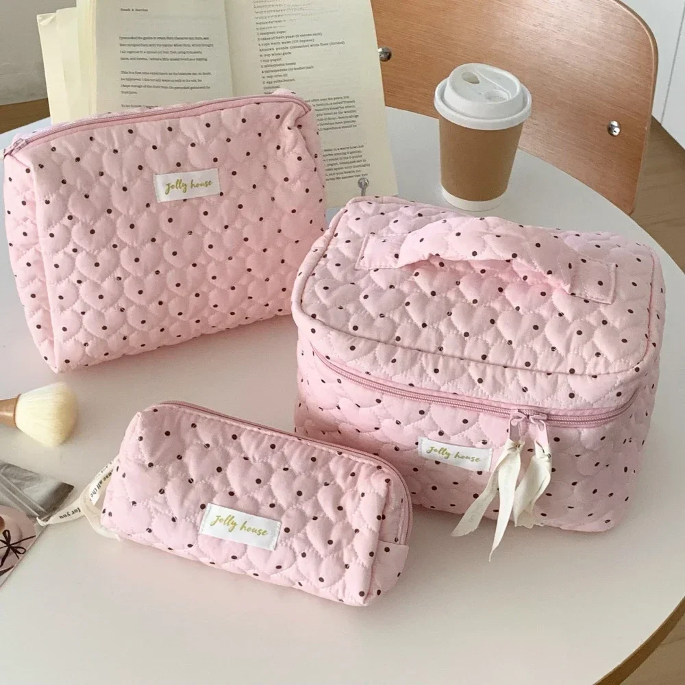 Fashion Sweet Women Makeup Bag Large Capacity Toiletry Cosmetic Storage Pouch Handbag Ladies Zipper Makeup Bag