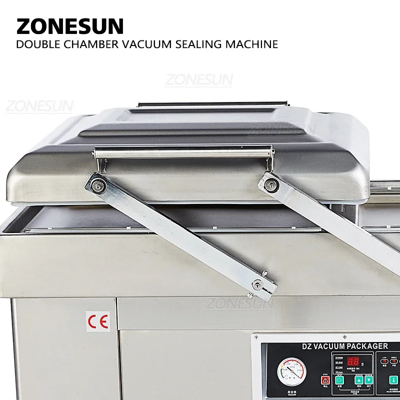 ZONESUN Automatic Double Chamber Vacuum Packaging Machine Vacuum Printing Sealing Machine Vacuum Packer Food Bags Sealer