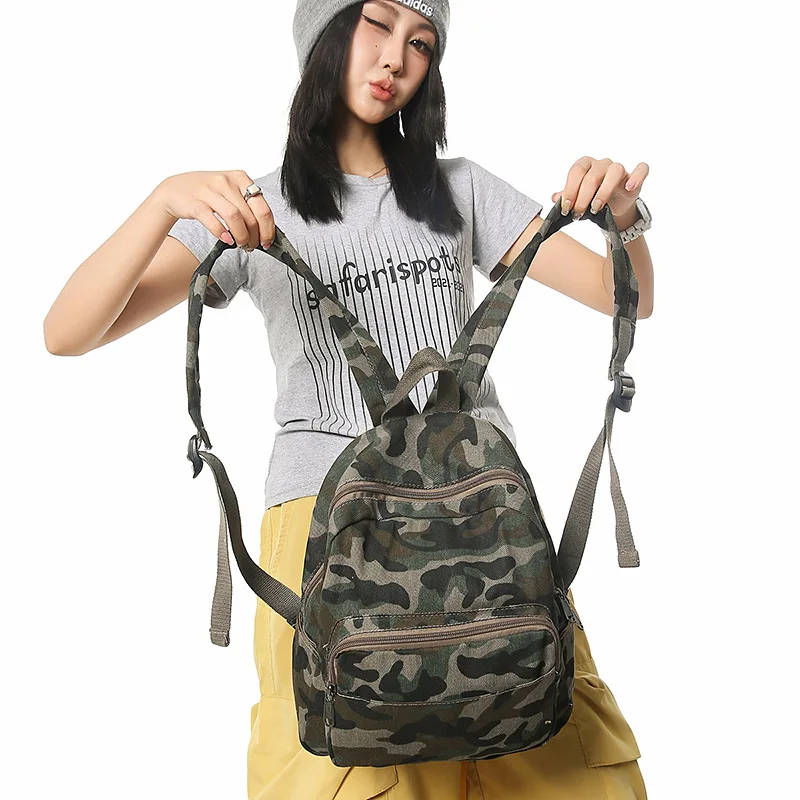 

Japanese Streetwear Girls Backpack - Water-Resistant Camo & Leopard Print, Student Commuter Rucksack for Travel & School