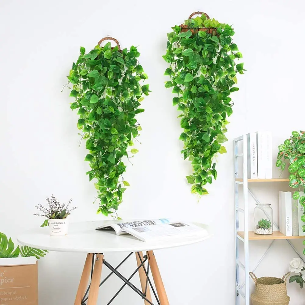 NEW Simulated Green Apple Wall Hanging Flower Vine Green Plant Wall Living Room Green Plant Leaf Decoration Chlorophytum Comosum