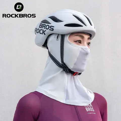 ROCKBROS 여름 사이클링 페이스 마스크 가벼운 통기성 쿨 아이스 실크 스카프 안경 구멍 선 스크린 마스크 자전거 헤드 기어