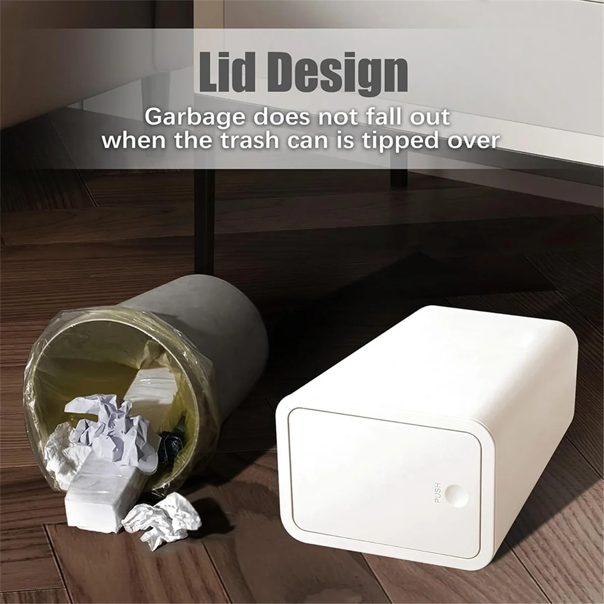 

AT59 Bathroom Trash Can with Lid,Slim Garbage Can, Small Trash Bin Waste with Pop-Up Lid for Kitchen, Bedroom, Living Room B