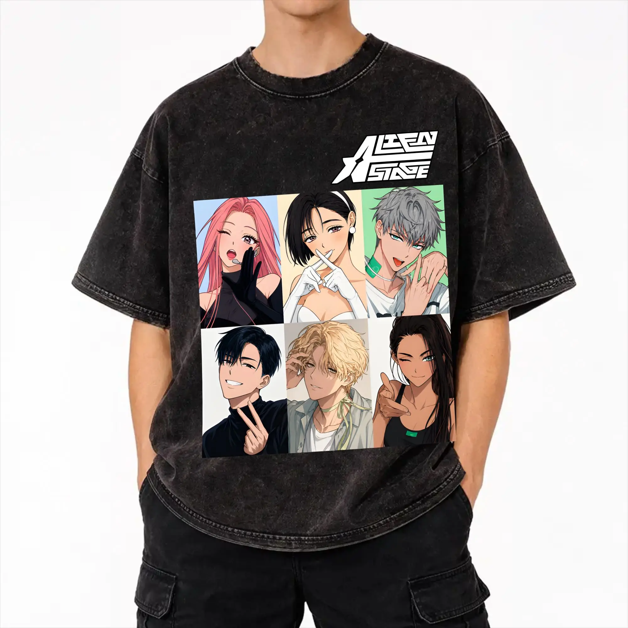 Harajuku Washed Shirt Alien Stage Sua Mizi Ivan Till Merch Vintage T Shirt Harajuku  Streetwear Cotton Graphic Tops Tees
