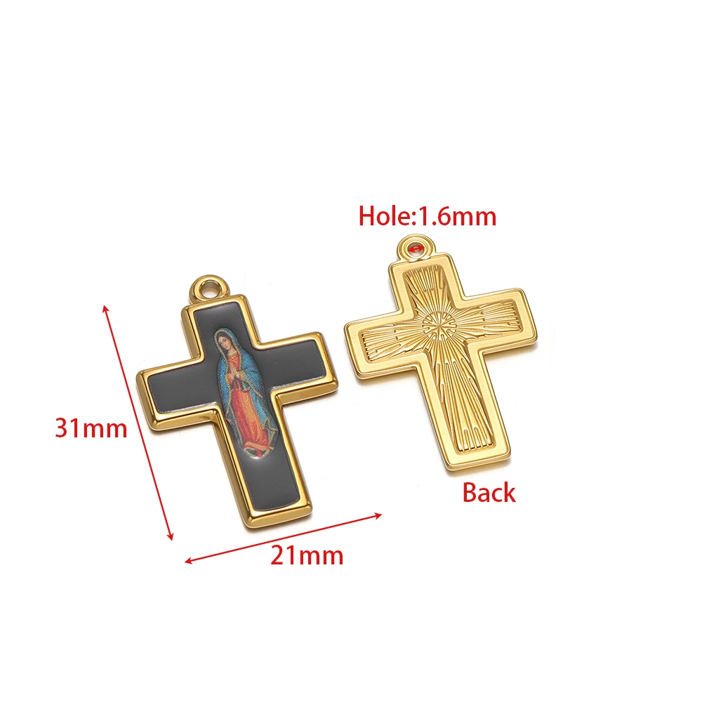 4 Stück Gold Edelstahl Emaille Kreuz Anhänger für DIY Religiösen Schmuck, Ohrringe, Halsketten, Anhänger, Armbänder, Accessoires – Detail 1