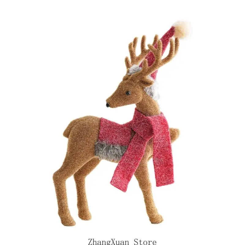 Saisonale Weihnachts-Hirschfigur mit rotem Schal und Geweih-Design, 3 x – Detail 2