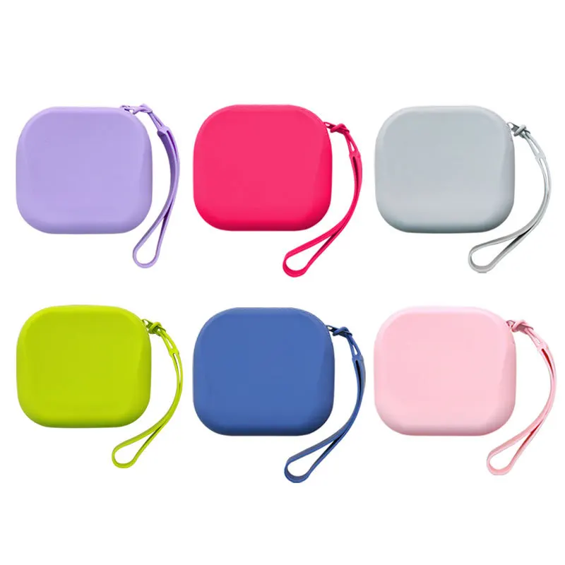 ISKYBOB Square Silicone Cosmetic Bag Large Capacity Coin Purses Multifunction Earphone Storage Bag Smooth Wallet Zipper Pouch