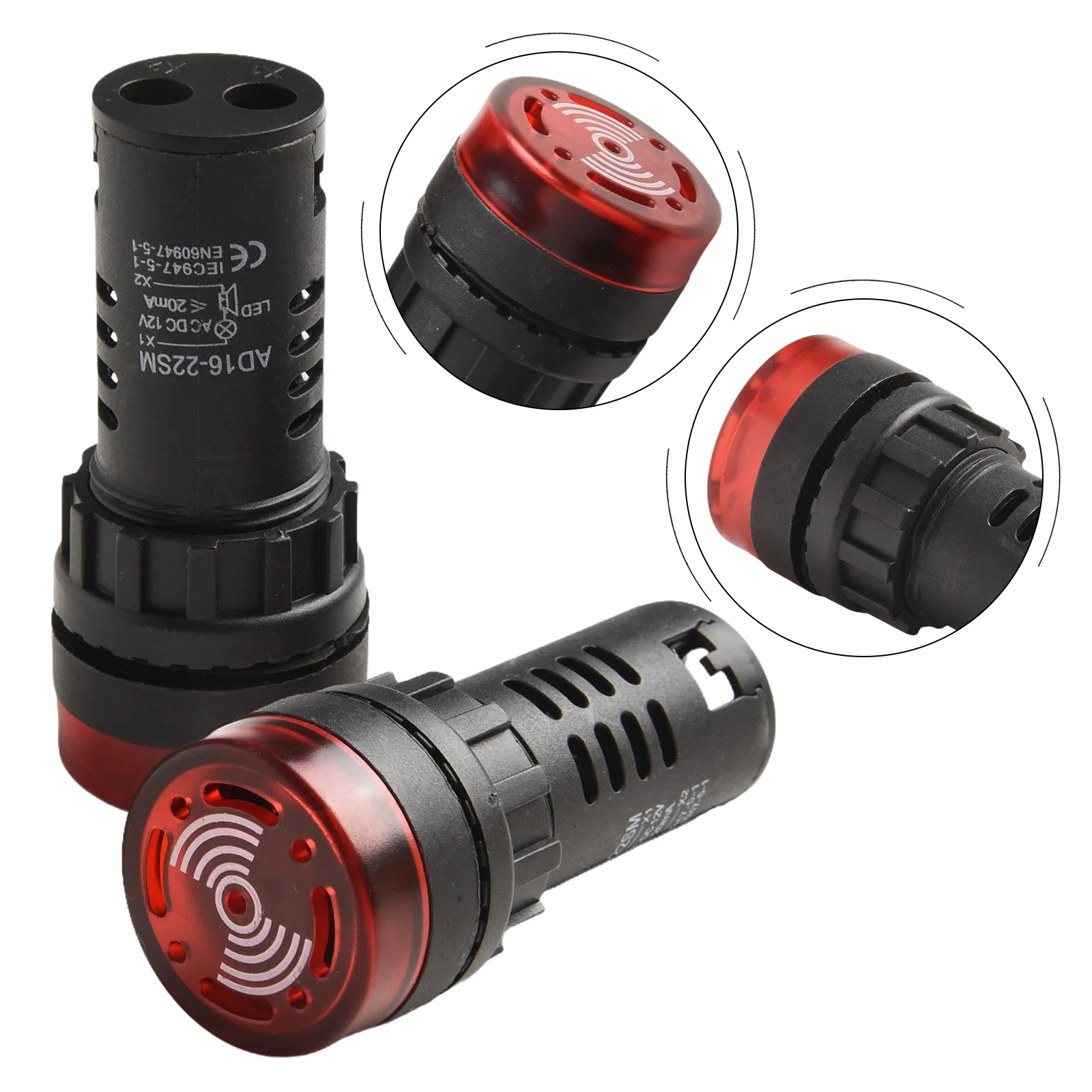 

Intermittent Sound Type 22mm Red Flashing LED Indicator Light with Buzzer Energy Saving Easy to Connect AC/DC 12V