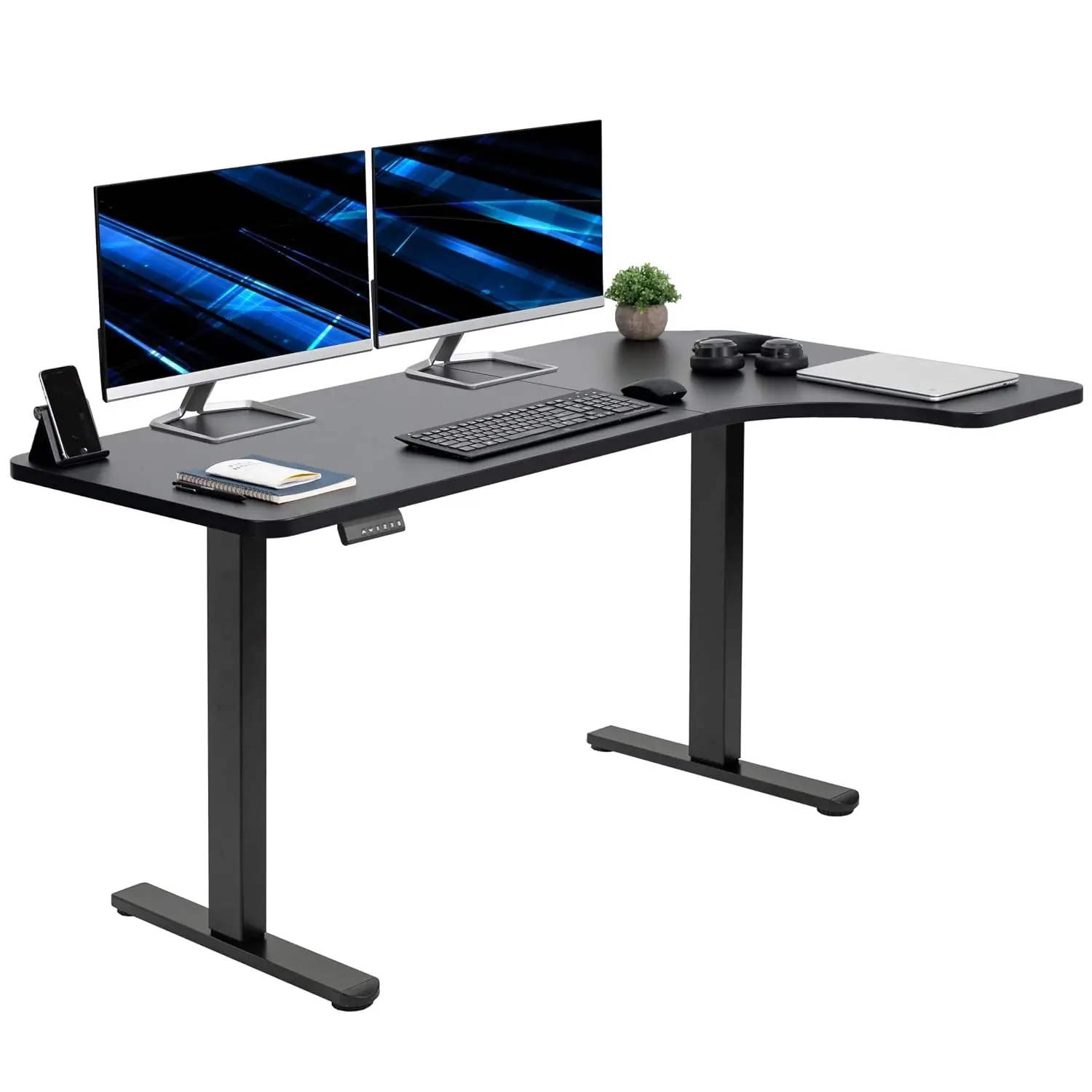 Corner Standing Desk 58x35 in Electric Height Adjustable Sit Stand Workstation Office Home Black, Customized