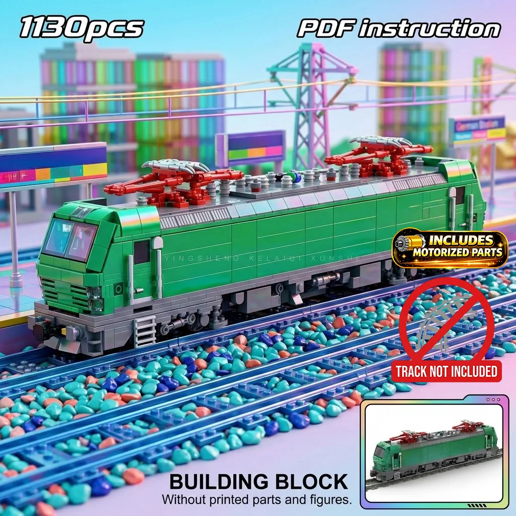 

Двухпоршневой моторизованный зеленый электровоз для высокоскоростных железных дорог, модель MOC-конструктора