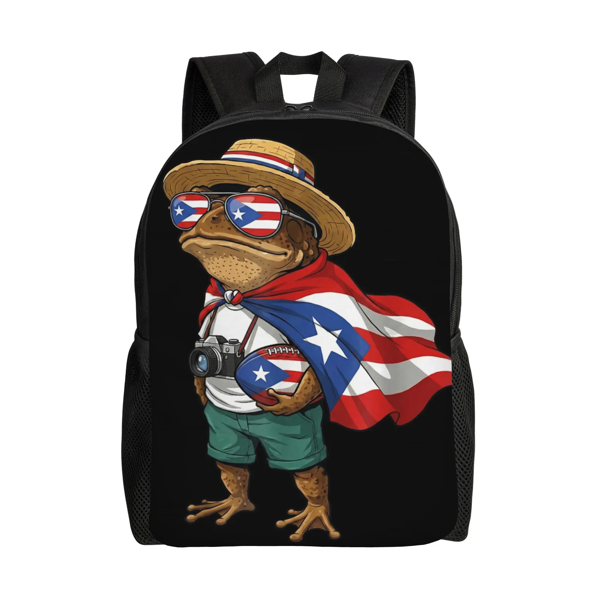 

1 шт. Новая школьная сумка-рюкзак Coqui Frog с флагом Пуэрто-Рико, классический повседневный рюкзак