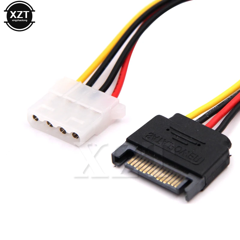 1PC High Quality 15 Pin SATA Male to Molex IDE 4 Pin Female Adapter HDD Power Extension Cable for Computer