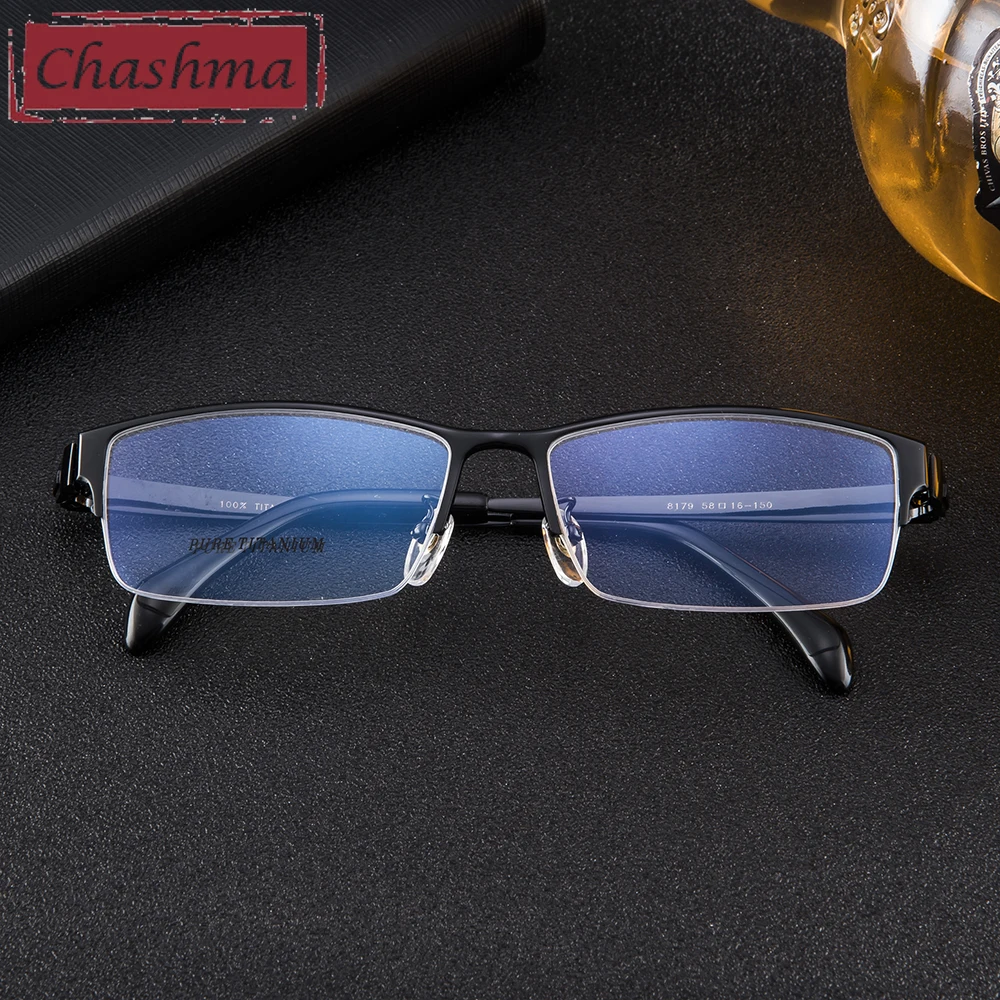 

Chashma Prescription Glasses Wide Eyeglasses Frames Men Oversize Pure Titanium IP Plating No Peeling Ultra Light Eyewear Gafas