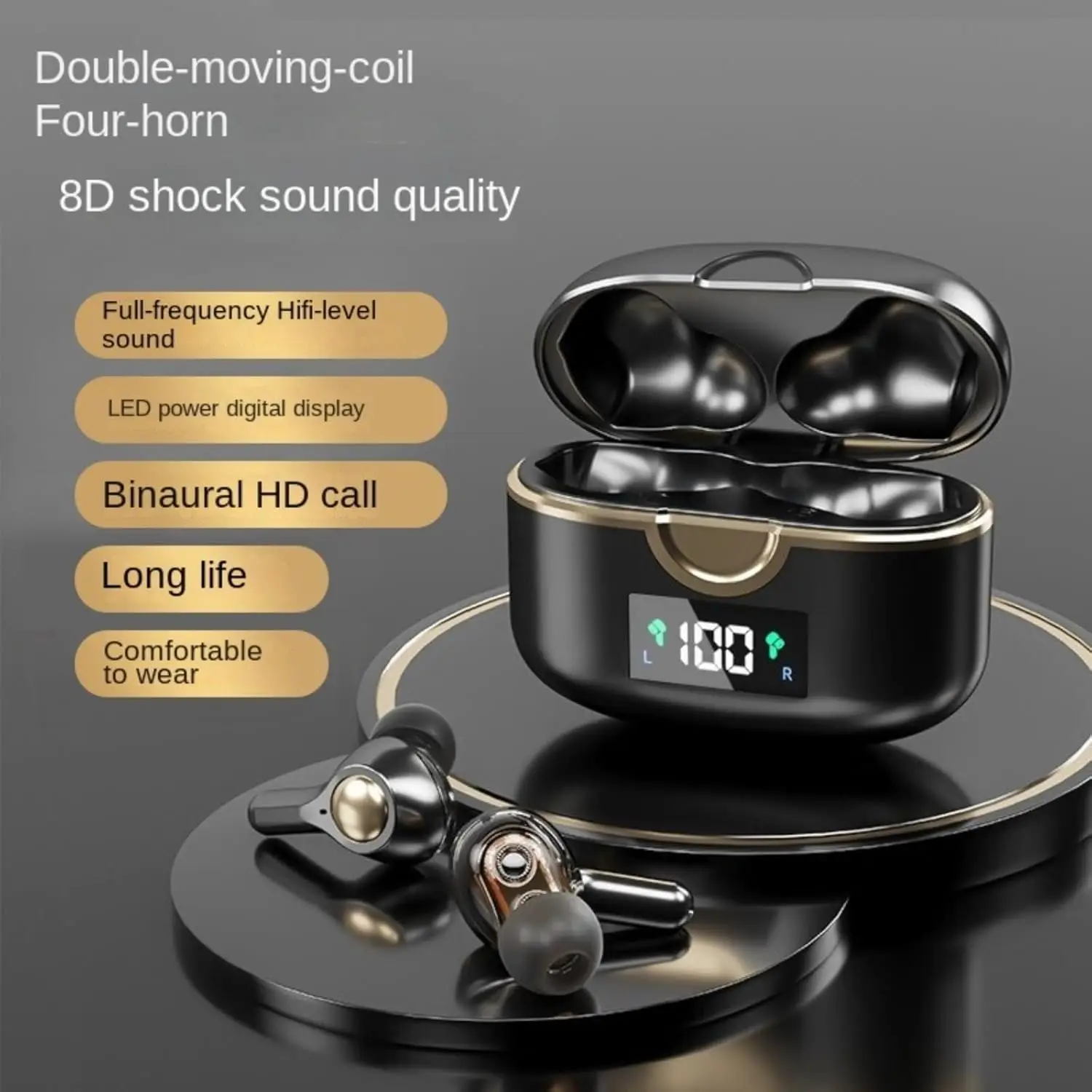 Wireless Bluetooth Earphones,high-Definition Noise Cancelling Calling, Large Capacity Charging Compartment, in Ear Earbuds