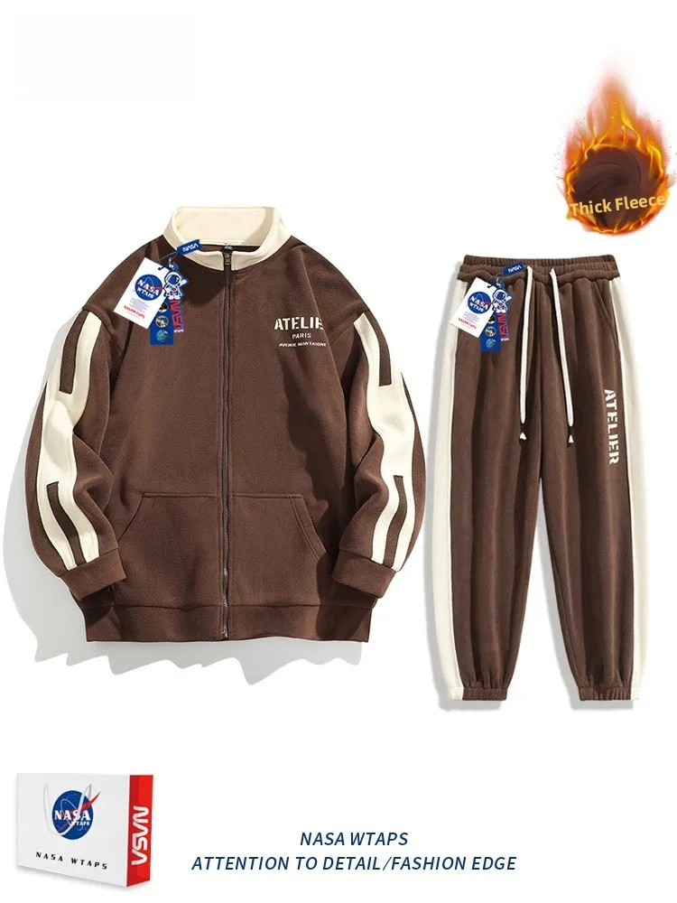 

Комплект WTAPS: утепленная куртка на флисе и брюки для мужчин, весна-осень-зима, повседневная спортивная одежда, свободный крой, полиэстер, длинный рукав