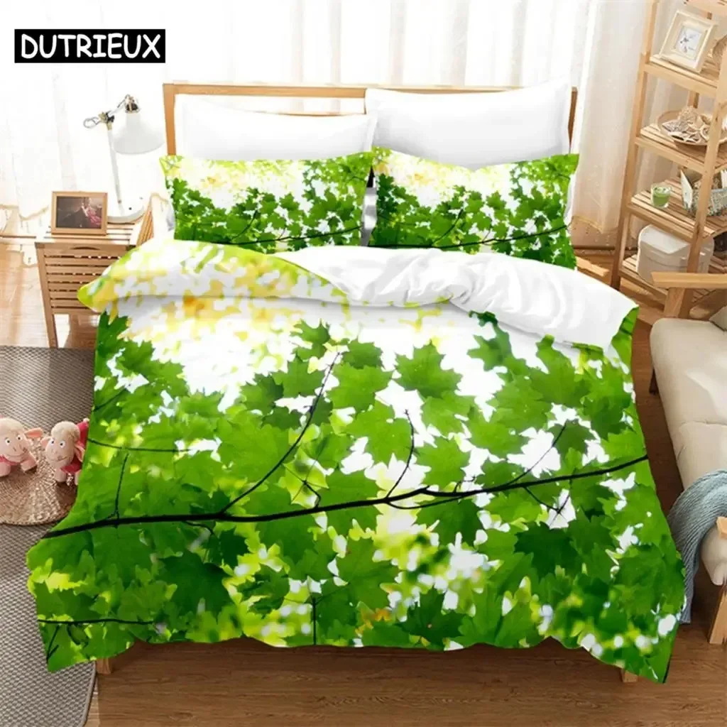 

New 3D Print Maple Leaf Queen Comfortable Duvet Quilt Cover Pillowcase Bedding Set Children Bedroom Decoration Home Textile