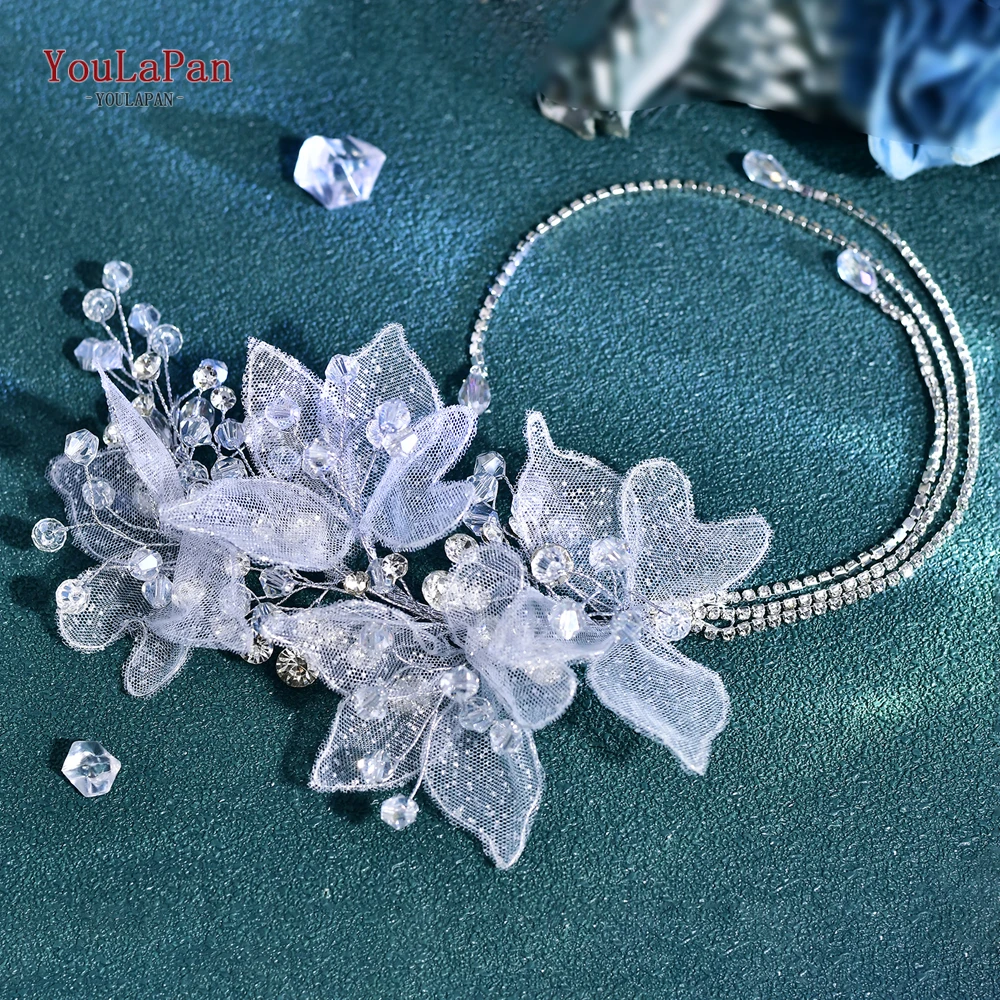 

TOPQUEEN Long Tassel Headband Crystal Flower Hair Accessories Wedding Bridal Hair Band Women Fashion Handmade Headpiece HP824