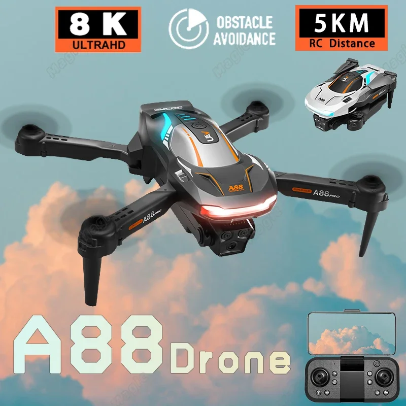 

Brand New A88 Remote Control Smart Drone Dual Camera 8K High Definition Aerial Photography 5G Gps Obstacle Avoidance Quadcopter