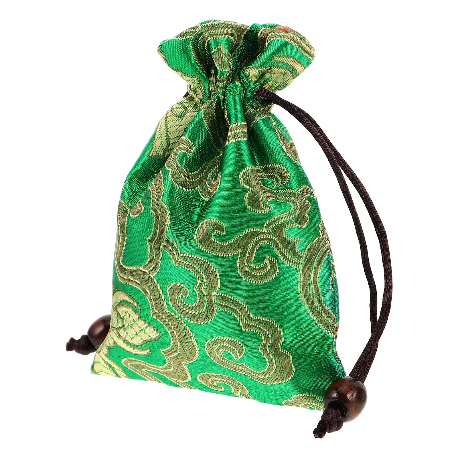 Exquisite Chinese Brocade Singing Bowl Pouch Hand Embroidered Silk Drawstring Storage Bag for Jewelry Prayer Beads Meditation