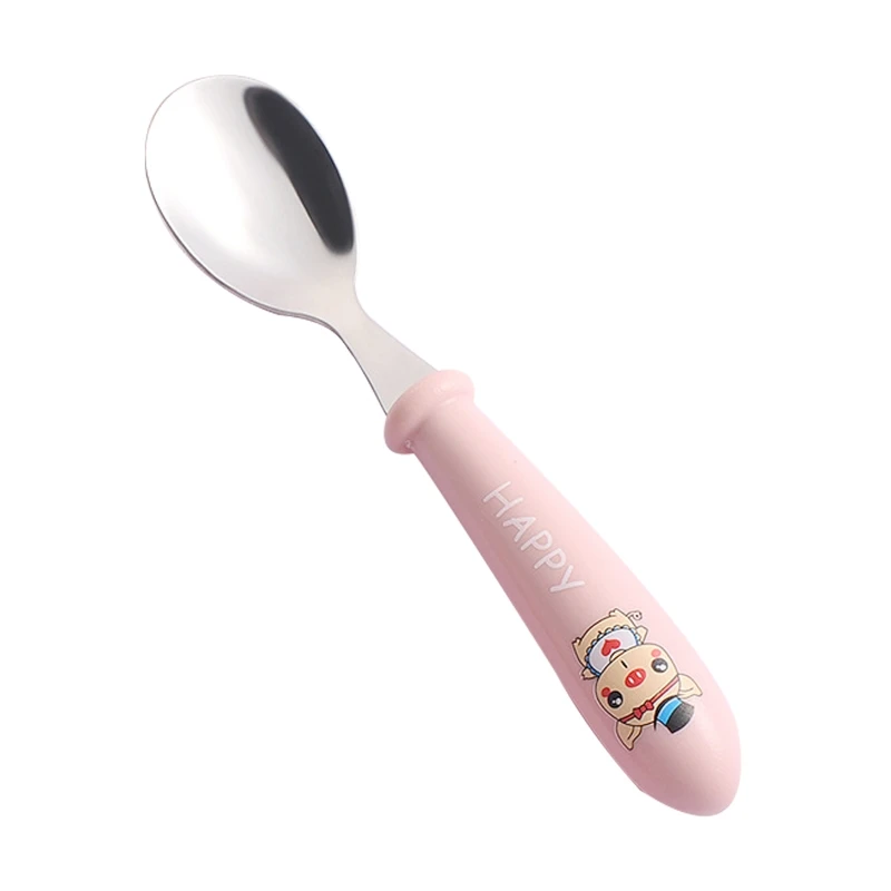 Baby Kids Cartoon Cute Spoon Fork Stainless Steel Tableware Training Learning  Feeding Scoop Fork Utensils for Child