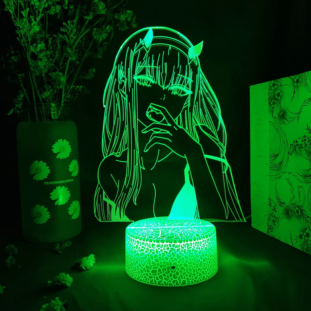 7 Color Acrylic Lamp Anime Darling Zero Two Figurine Nightlight Kawaii 02 Darling Room Decor Aesthetics Cute Gift Lightings