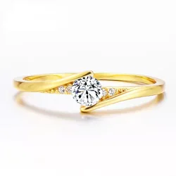 Classic Fashion Women Rings Metal Gold Color White Zircon Ring for Women Romantic Bride Girl Proposal Ring Wedding Jewelry Gift