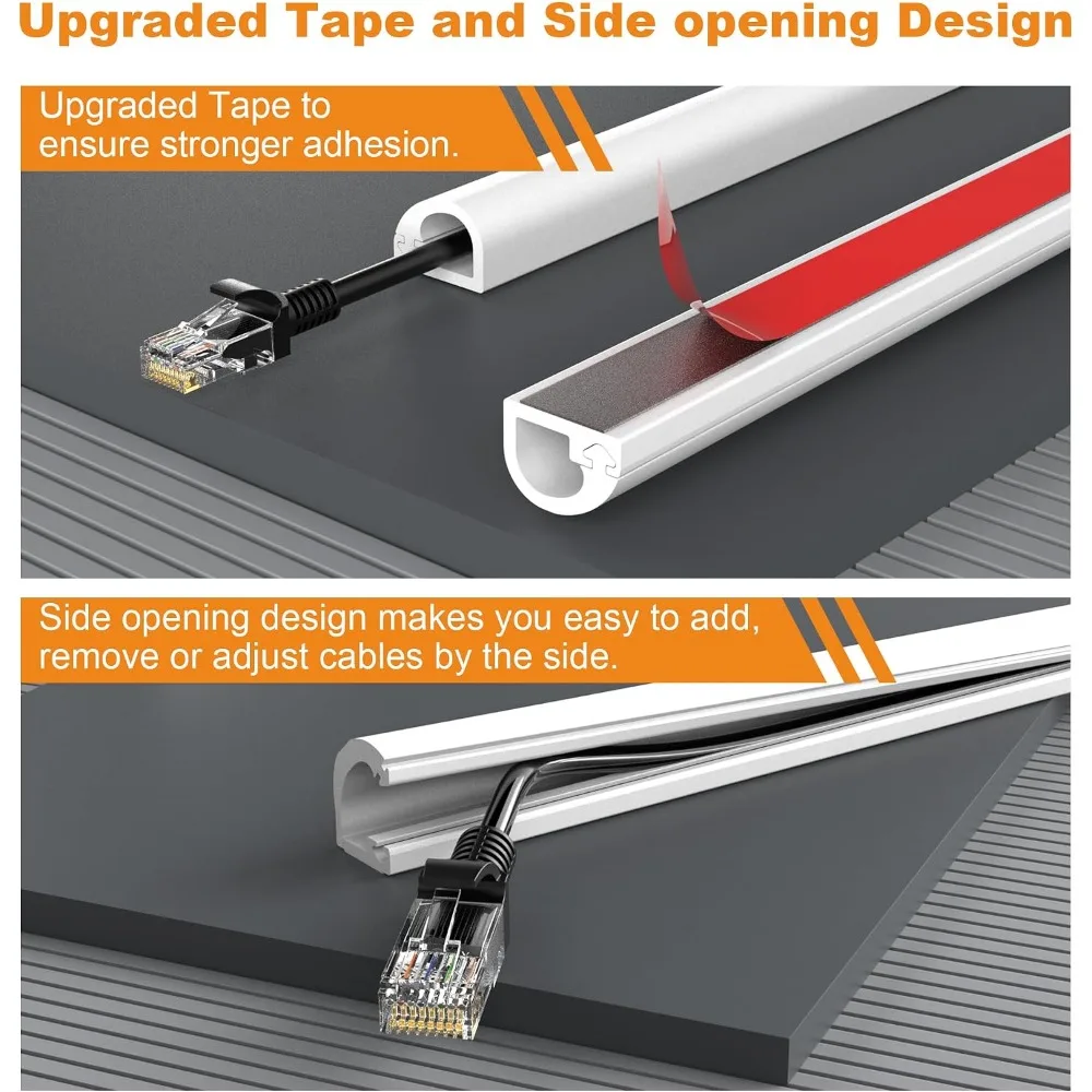 39" Silicone TV Cord Hider, Self-Adhesive Wire Concealer for Wall-Mounted TVs, Cable Management System, White, 1m view 3