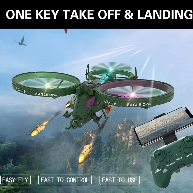 

EO-29 Scorpion RC Drone with Lights Camera WiFi FPV Quadcopter Photography Plane 4 Axis 6CH Fixed Wing Remote Control Aircraft