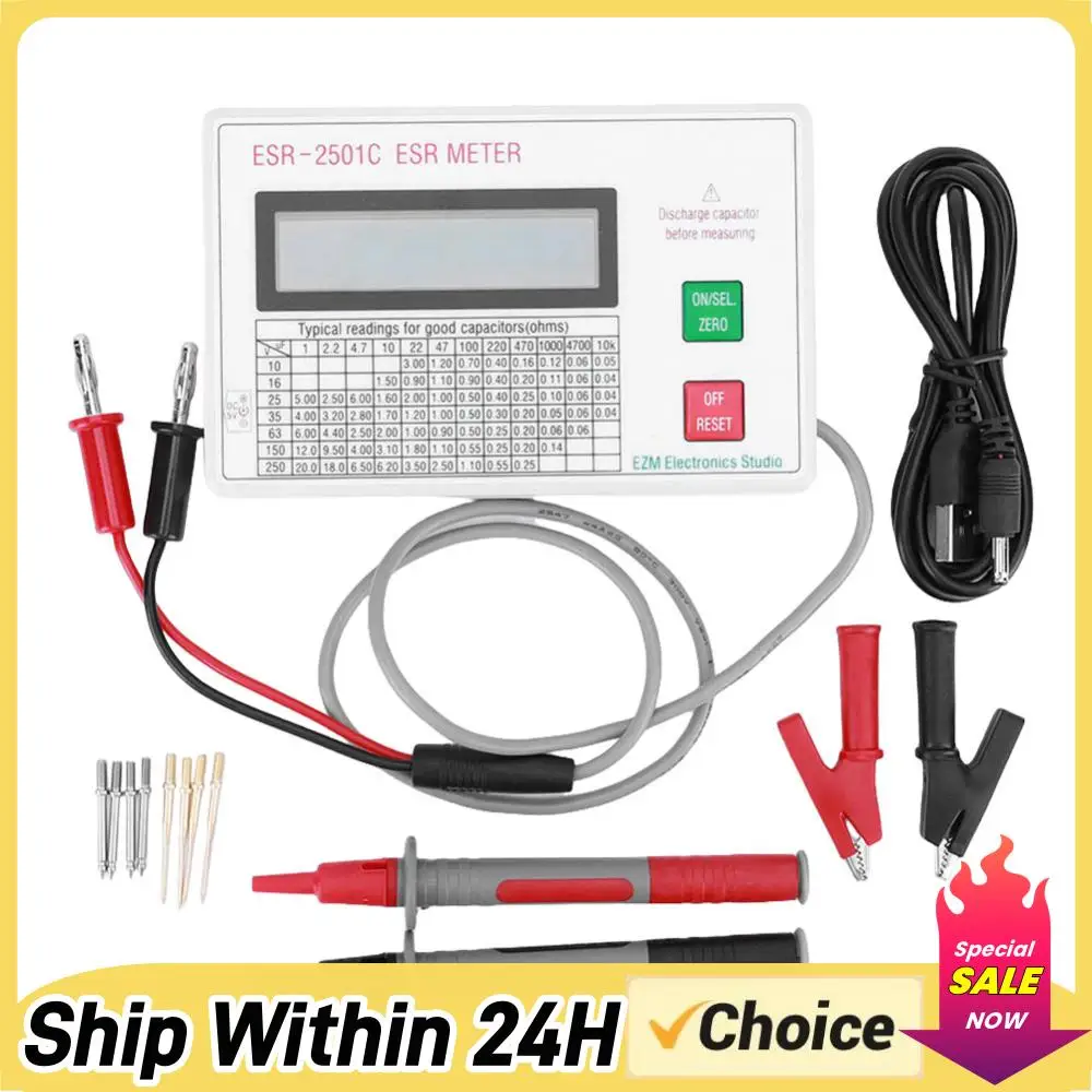 

Измеритель ESR DCR с ЖК-дисплеем и тестовыми проводами, тестер цепей аккумуляторов, измеритель электрических параметров с функцией автоматического отключения