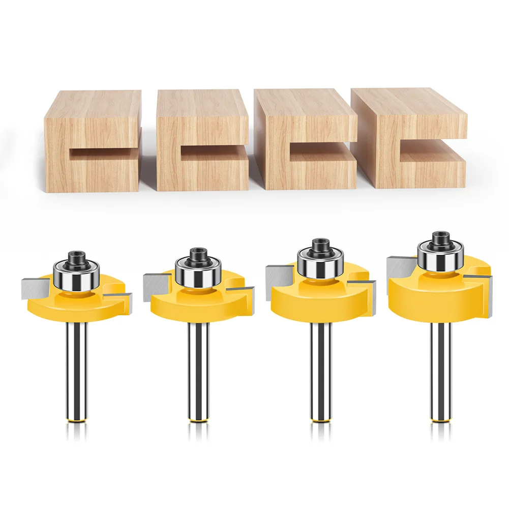 1PC 8MM Shank Milling Cutter Wood Carving T-Sloting Router Bit With Bearing Wood Slot T Type Rabbeting Woodwork Tool For Wood