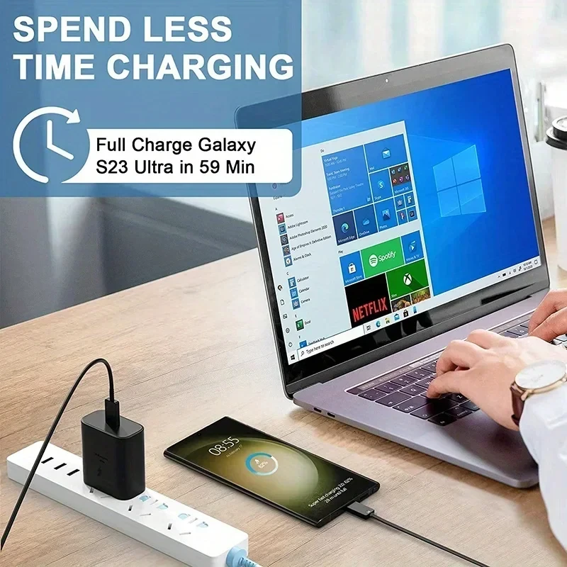 45w pd USB-C supers chn elles ladegerät für for samsung galaxy s25 s24 s23 ultra s22 s21 plus note 20 10 a55 a54 schnell lade typ c kabel – Detail 11