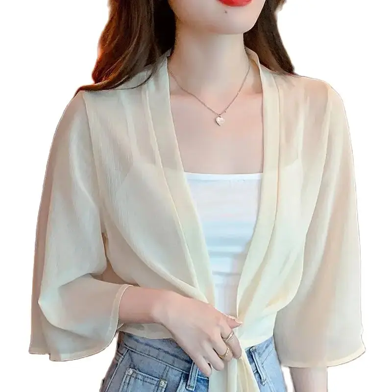 White Women Bolero Summer Short Sleeve Shrug Bolero Chiffon Bridal Cape Jacket Elegant Wraps Beach Shawl Bridal Bolero Cardigan