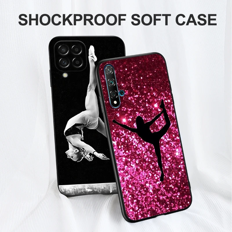 Black tpu case for iphone 14 13 12 11 mini pro MAX 5 5s se 2020 6 6s 7 8 plus x 10 XR XS cover gymnastics silhouette