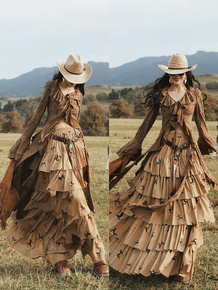 TIYIHAILEY Knitting Coat Women Bandage Outerwear Irregular Full Sleeve Hollow Out Cardigan Sweater 2025 New Brown Ladies