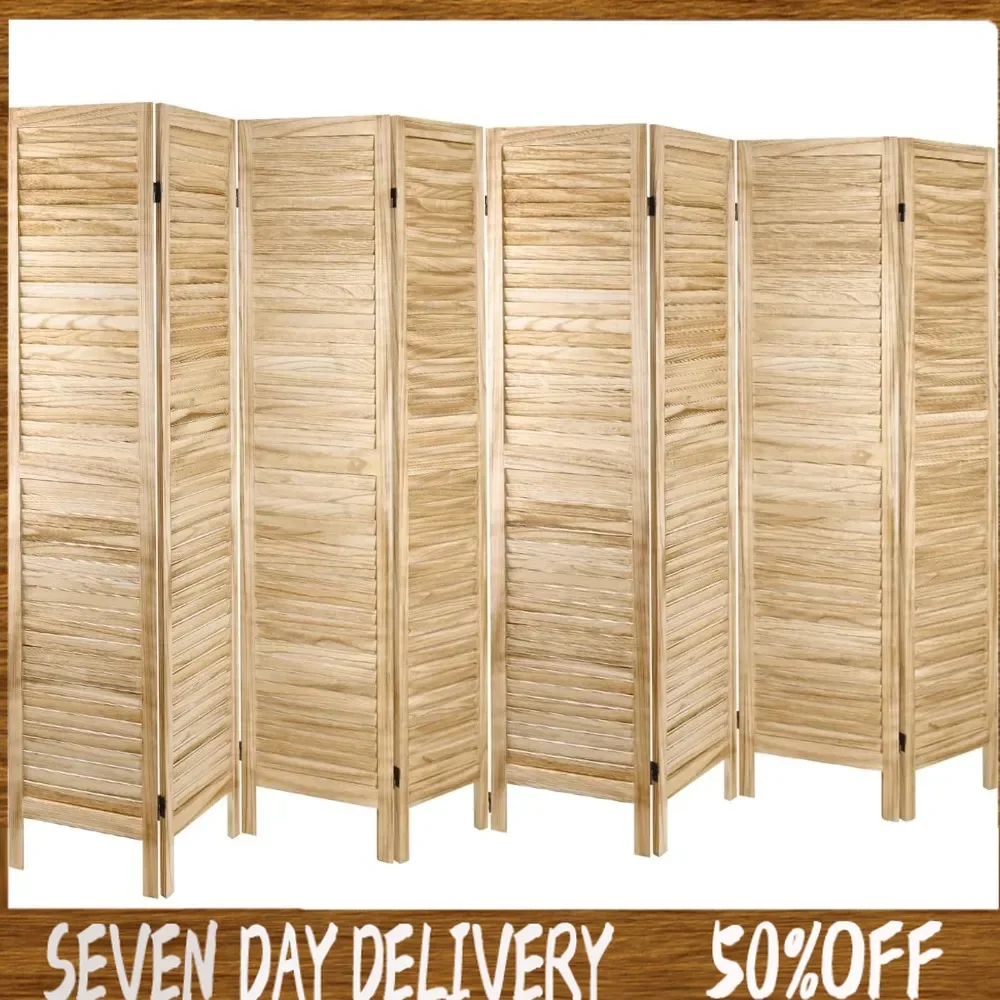 

6 Panel Room Divider with Shelf Hand-Woven Bamboo Screen, Room Divider and Folding Privacy Screens, Freestanding Room Partitions