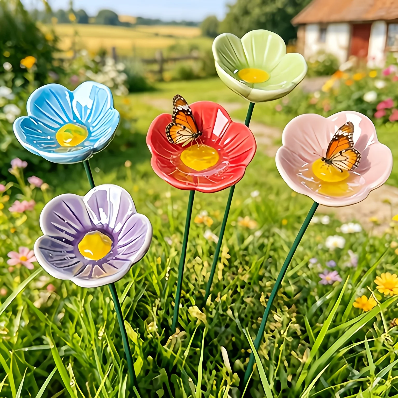 5pcs Colorful Feeder, Bee Sugar Dispenser, Handmade Resin Feeder, Suitable for Indoor Decoration, Used for Outdoor Bee Feeding