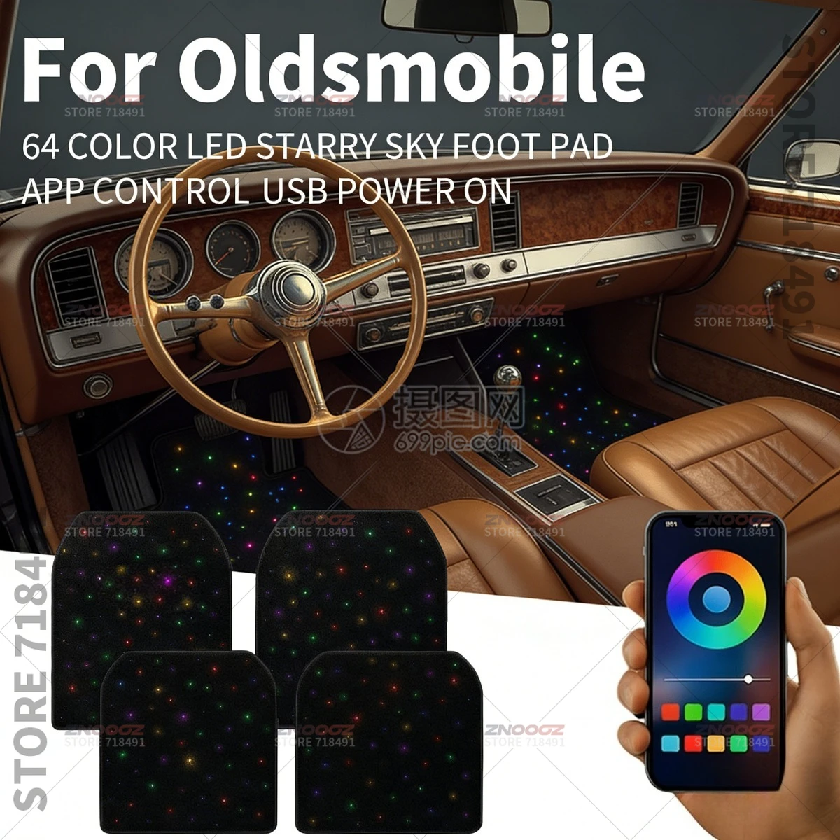 Alfombrilla LED USB para pies con cielo estrellado para coche, bricolaje, se puede cortar para Oldsmobile, ochenta y ocho, noventa y ocho, Cutlass, Aurora, Alero, Intrigue, Bravada