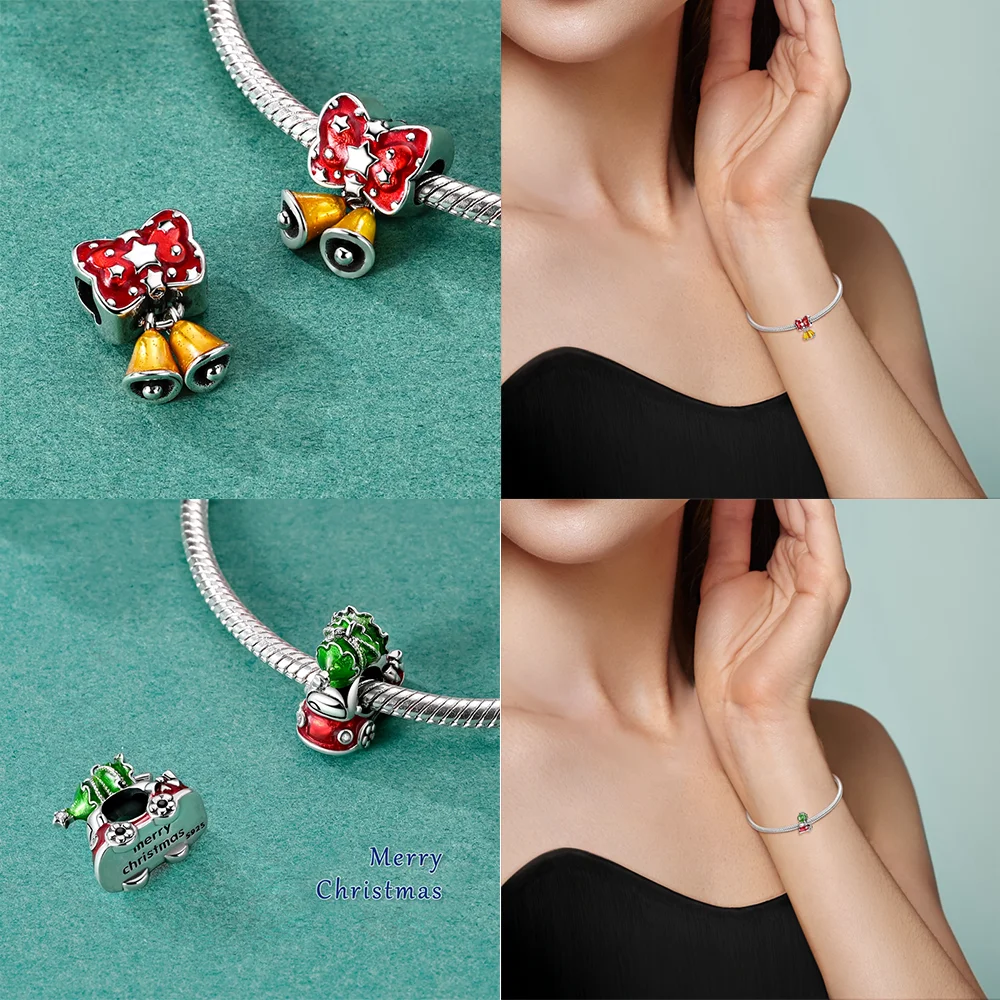 سحر 925 فضة شجرة عيد الميلاد الخرز سوار ل سحر بلاتا 925 Originales العلامة التجارية الخرز DIY بها بنفسك صنع المجوهرات الهدايا #4