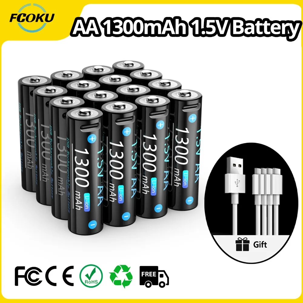 

1.5V AA Battery True Capacity 1300mAh Rechargeable Battery For Remote Control Mouse Small Fan Electric Toy Battery Free Shipping