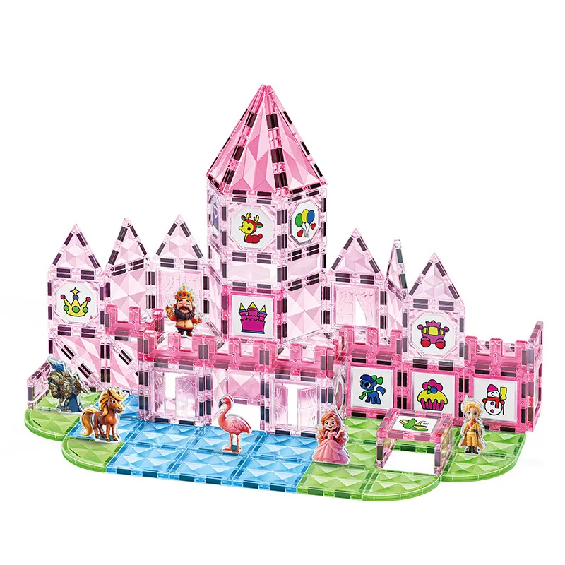 مجموعة بناء جذعية جديدة منقوشة لبنات البناء المغناطيسية للأطفال من سن 3 إلى 8 سنوات، ألعاب مونتيسوري البلاستيكية الآمنة للتعلم المبكر #6