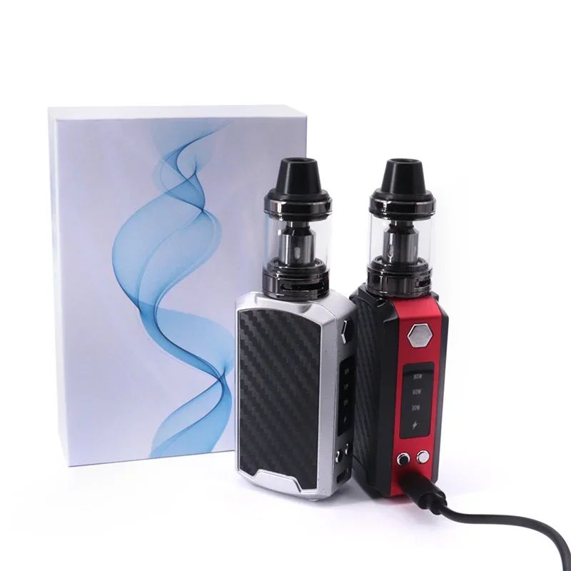 80W Vape Mod Electronic Cigarettes Kit 1800mAh Battery 2.5ml Atomizer 30W/60W/80W Voltage Adjustment E Cigarette Shisha Pen Ecig